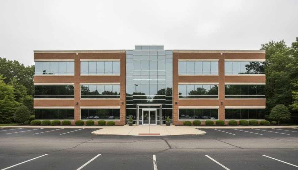 Multi-tenant Class B office building exterior in Conshohocken PA served by Facility360 facility support program