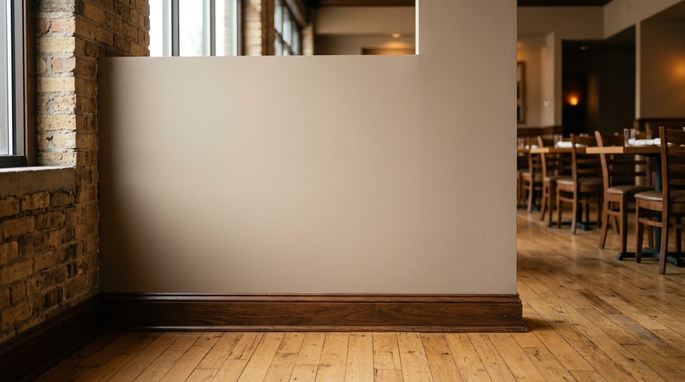 Downtown Ambler restaurant dining room after Facility360 lighting and surface maintenance