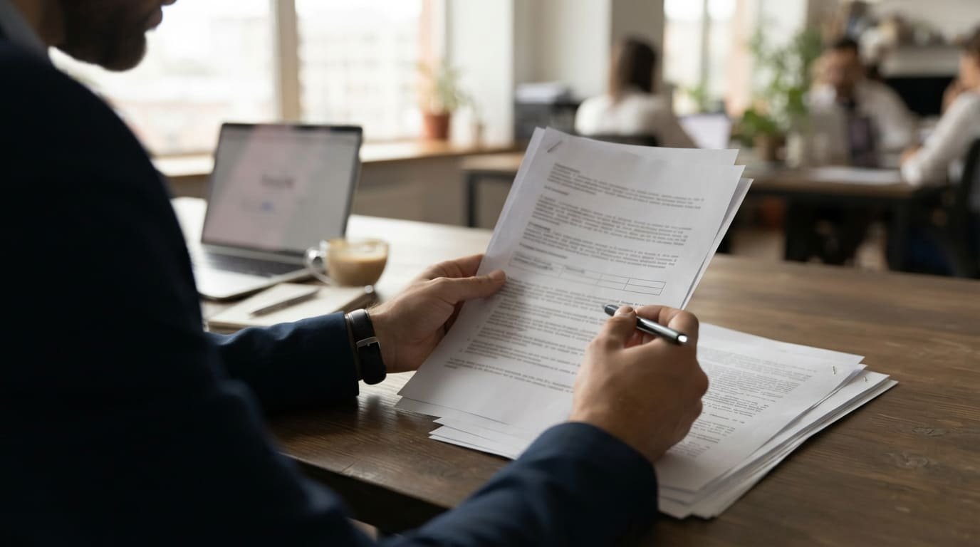 Property manager reviewing a commercial facility maintenance scope of work document